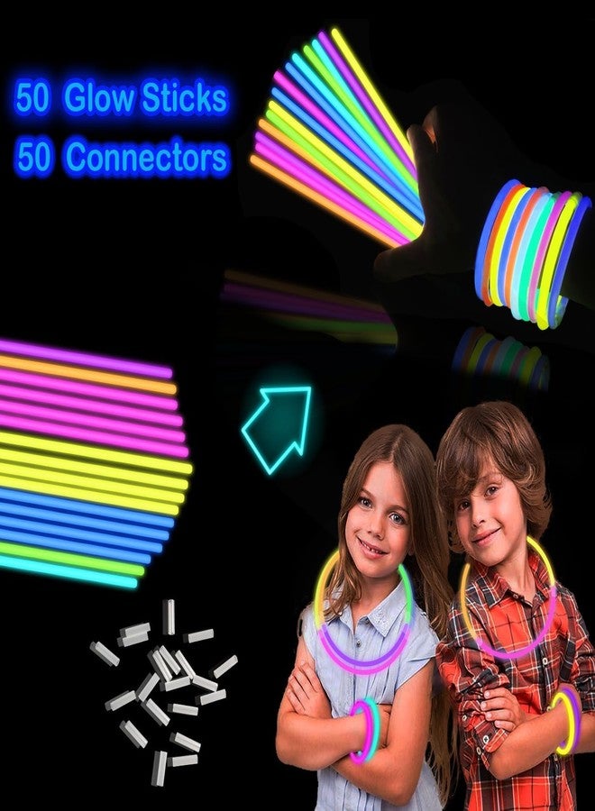 Ryme 8" Glow Sticks Bulk Party Favors - Neon Glow in the Dark Light Sticks with Connectors, Light Bracelets & Necklaces for Kids & Adults -For Party, Birthday, Clubs, lounge, New Year Party (25) - Image 3